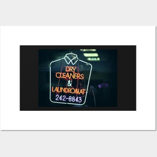 Dry cleaners and Laundromat Neon Sign in NYC Posters and Art